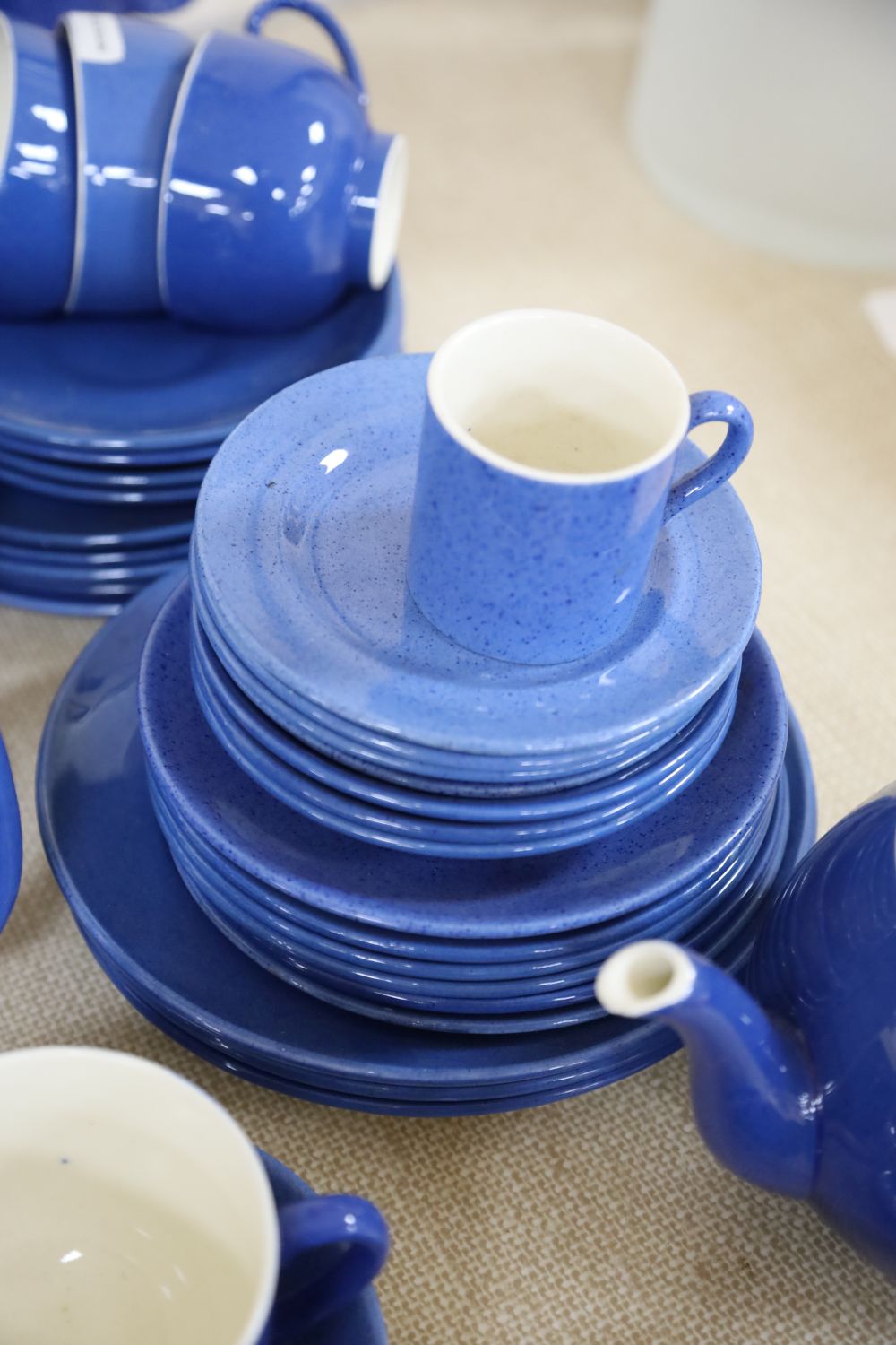 A Moorcroft powder blue part tea service